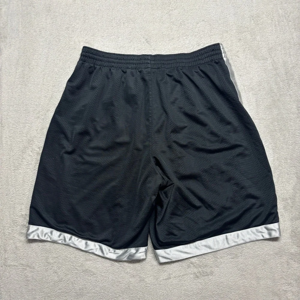 Y2K Dazzle Nike Mens XL Basketball Shorts Black Silver Mesh Athletic Gym Swoosh